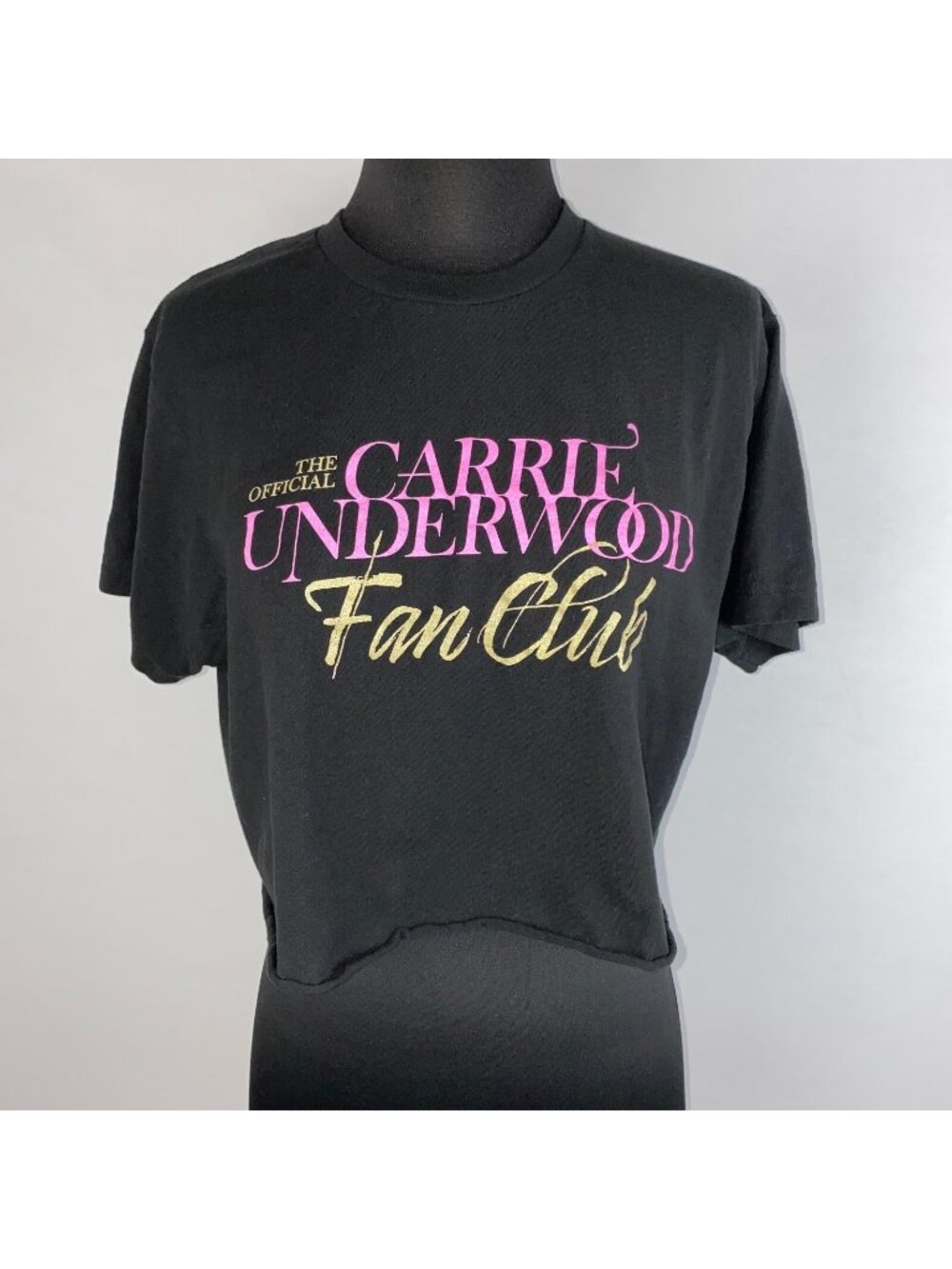 Carrie Underwood Fan Club Cropped T-Shirt Tee Womens M Glitter Graphics Concert